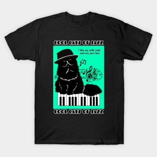 Cool Cats of Jazz-black cat T-Shirt